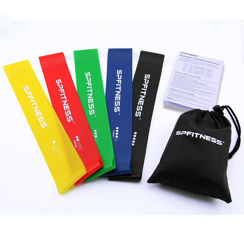 Fitness At-home Workout Natural Latex Exercise Loop Band Resistance Bands Set OEM 5 Pack
